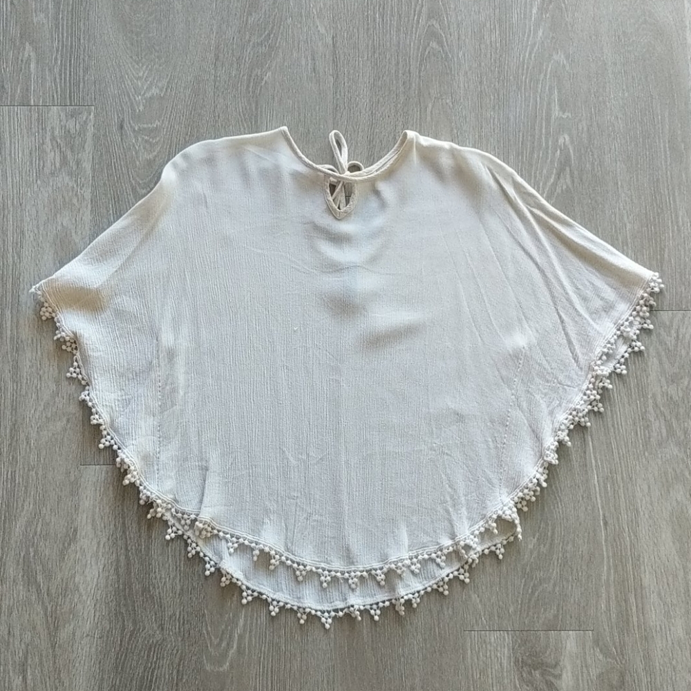 ☀️ Fulltilt Tan Flowy Shirt w/ Fringe - S